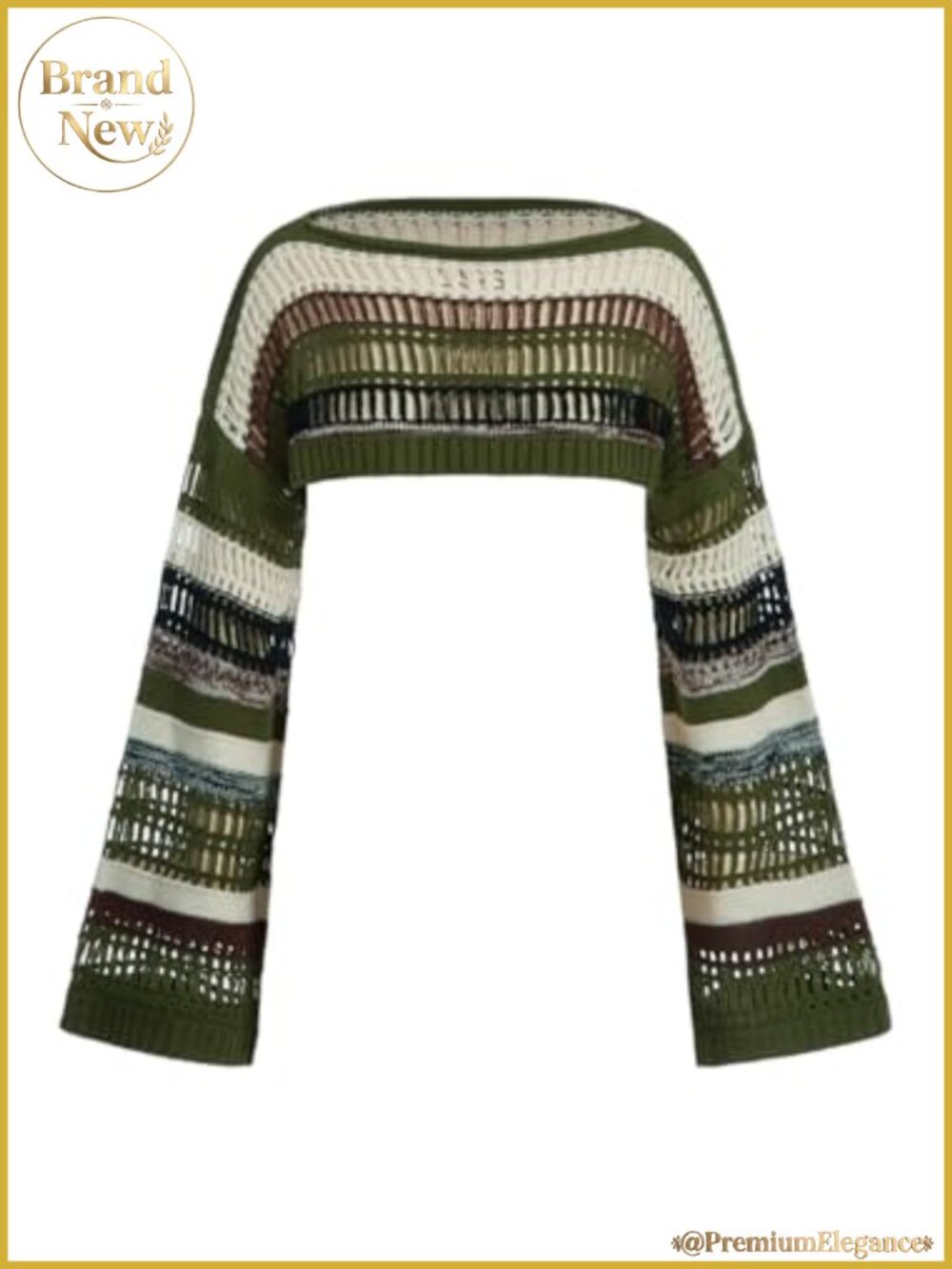 Crochet Shrug Sweater Hollow Out Beach Cover Up Bell Sleeve Boat Neck